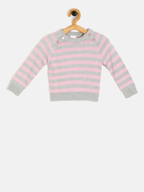 

Aomi Unisex Kids Pink Striped Pullover Sweater