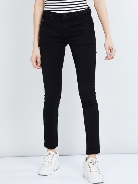 

max Women Black Skinny Fit Mid-Rise Clean Look Stretchable Jeans