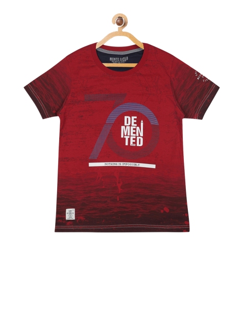 Monte Carlo Boys Red Printed Round Neck T-shirt