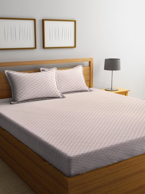 

Trident Brown Geometric 144 TC Cotton 1 Queen Bedsheet with 2 Pillow Covers