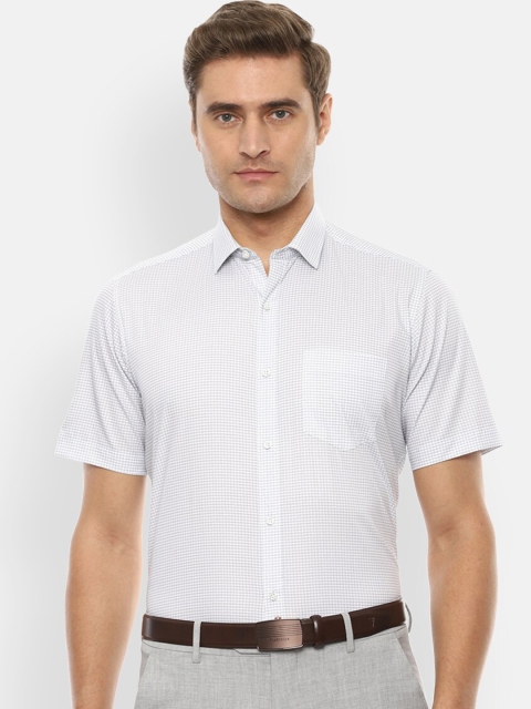 

Van Heusen Men White & Grey Slim Fit Checked Formal Shirt