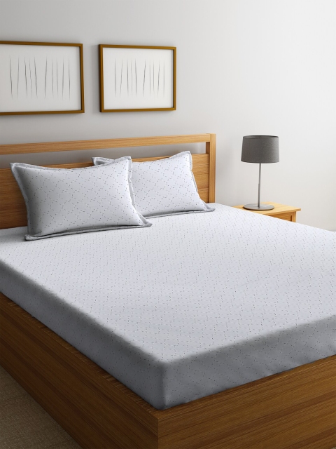 

Trident Grey & Black Geometric 144 TC Cotton 1 Queen Bedsheet with 2 Pillow Covers