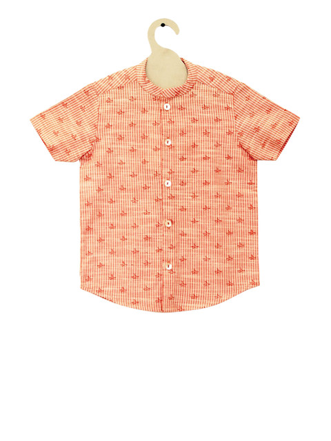 

Tiber Taber Boys Orange Nancy Regular Fit Printed Casual Shirt