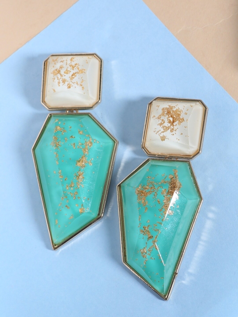 

Tistabene Green & White Geometric Drop Earrings