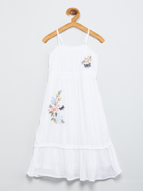 

max Girls Off-White Embroidered A-Line Dress