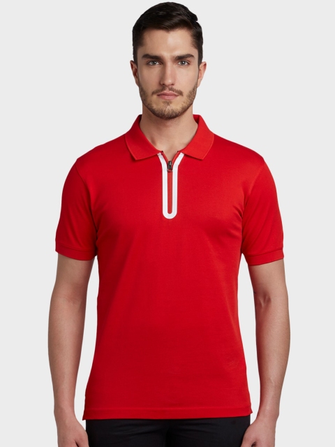 

ColorPlus Men Red Solid Polo Collar T-shirt