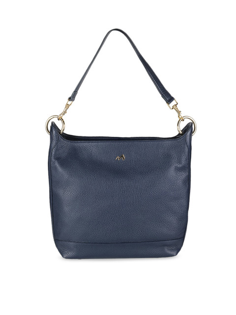 

Metro Blue Solid Leather Handheld Bag