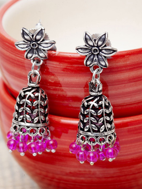 

Stoln Girls Silver-Toned Classic Oxidised Jhumkas