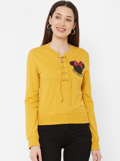 

Kraus Jeans Women Mustard Yellow & Black Printed Sweatshirt