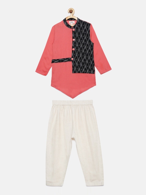 

Tutus By Tutu Boys Pink & White Colourblocked Kurta with Pyjamas
