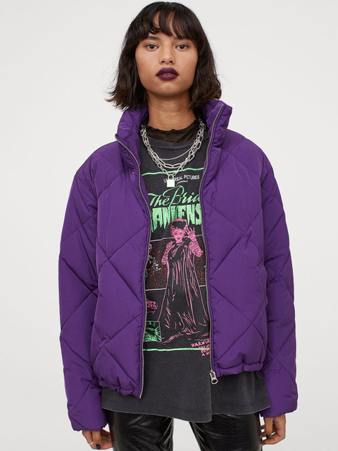 

H&M Women Purple Boxy Puffer Jacket