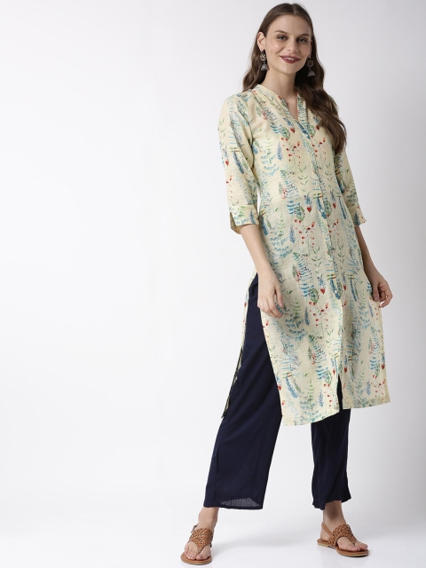 

Soch Women Yellow Printed A-Line Kurta