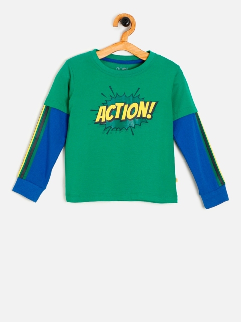 

Aomi Boys Green Printed Round Neck T-shirt