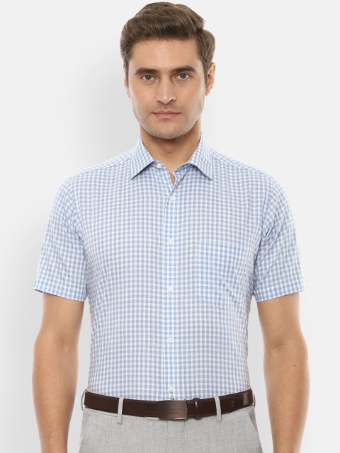 

Van Heusen Men Blue & Off-White Slim Fit Checked Formal Shirt