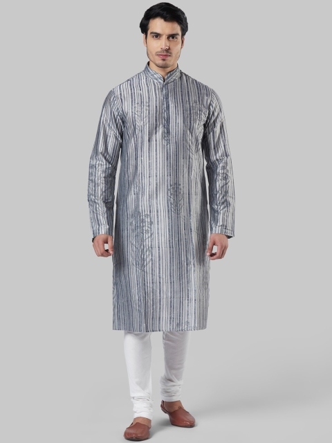 

Ethnix by Raymond Men Blue Striped Straight Kurta
