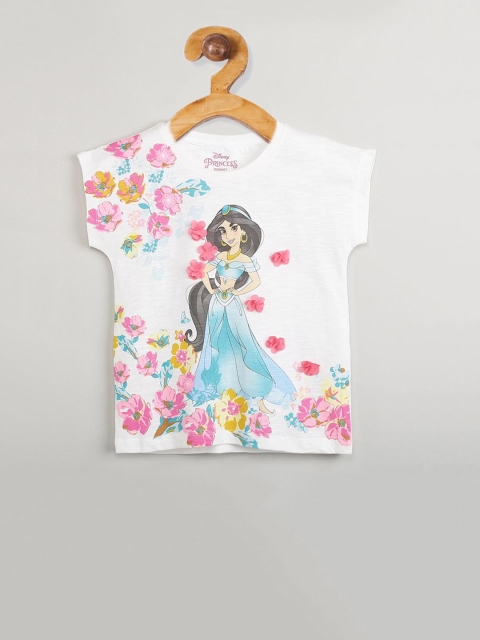 

max Girls Cream-Coloured Printed Top