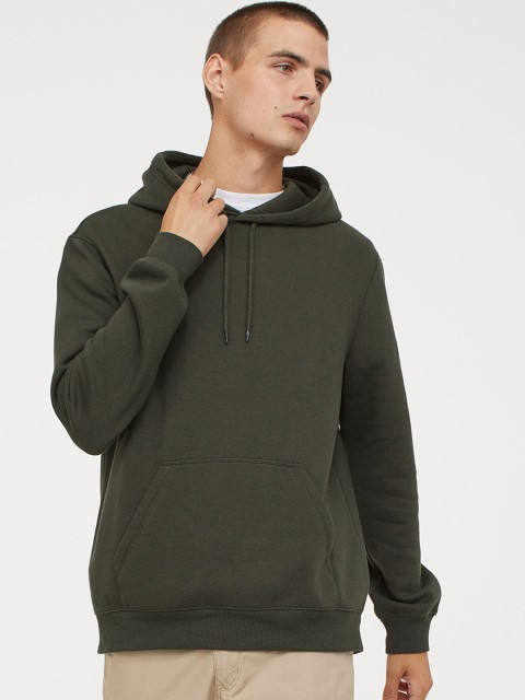

H&M Men Green Solid Relaxed Fit Hoodie