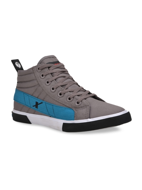 

Sparx Men Grey & Blue Colourblocked Mid Top Sneakers