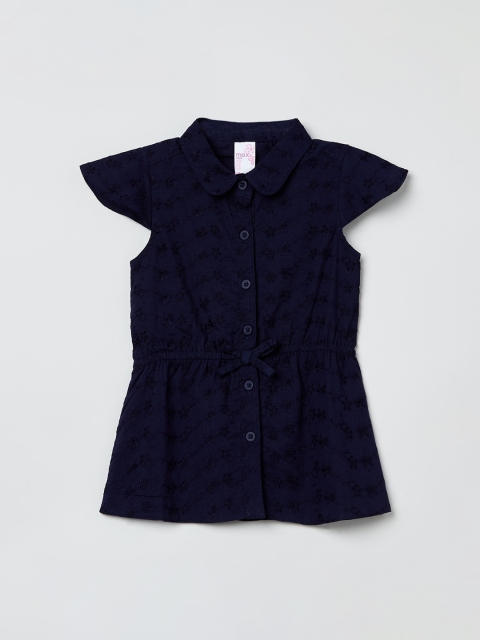 

max Girls Navy Blue Schiffli Shirt Dress