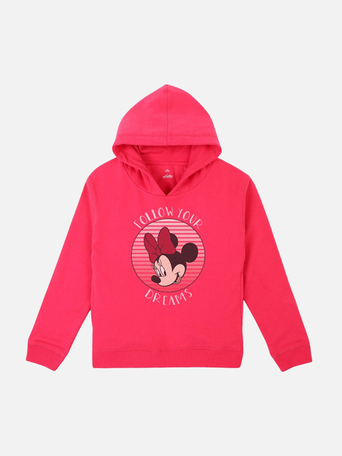 

Kids Ville Girls Pink Printed Hooded Sweatshirt