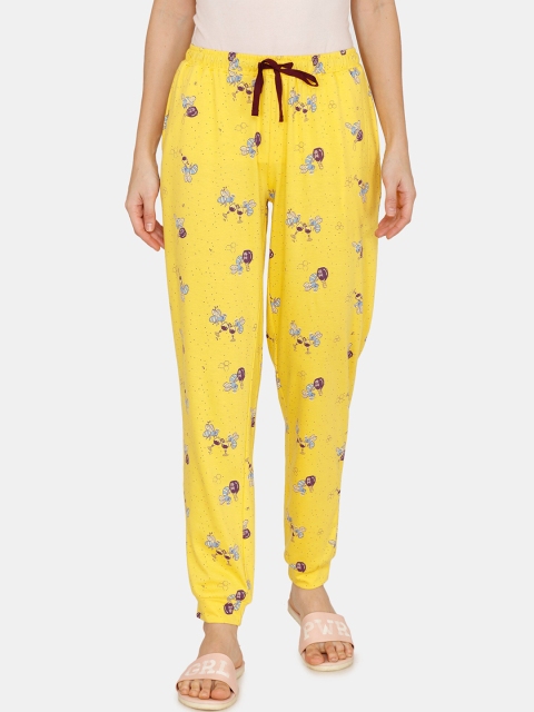 

Zivame Women Yellow Printed Lounge Pants