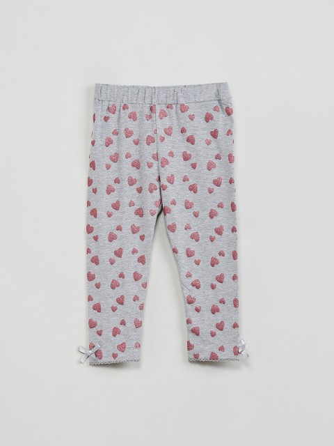 

max Girls Grey & Pink Printed Ankle-Length Leggings