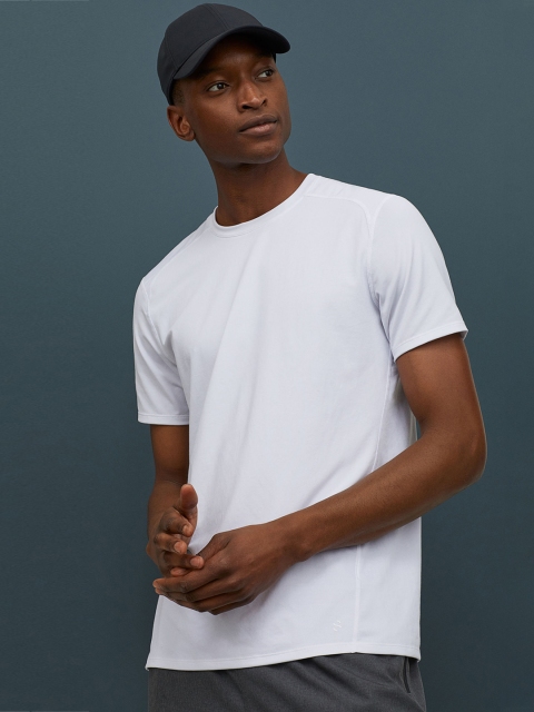 

H&M Men White Slim Fit Sports Top