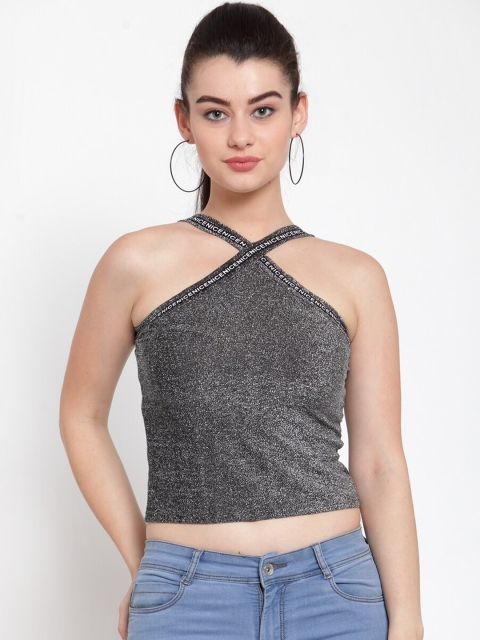

Everlush Women Grey Solid Fitted Crop Top
