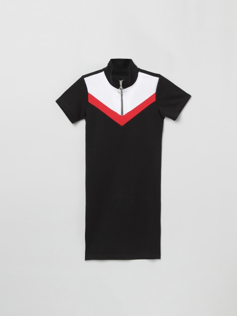 

max Girls Black & White Colourblocked T-shirt Dress