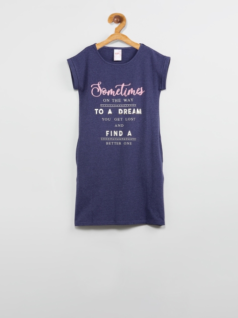 

max Girls Blue Printed T-shirt Dress