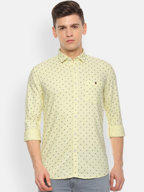 

Louis Philippe Jeans Men Yellow Slim Fit Printed Casual Shirt
