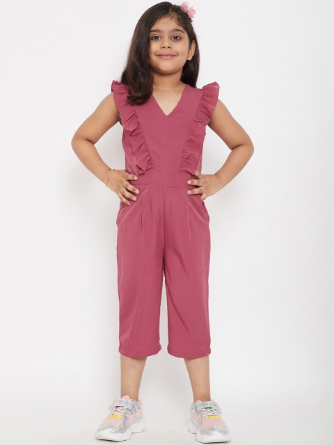 

Stylo Bug Girls Pink Solid Culotte Jumpsuit