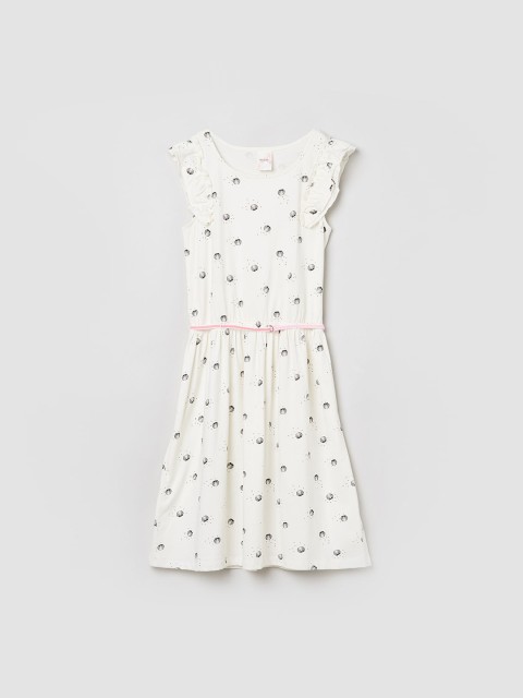 

max Girls Off-White & Black Printed A-Line Dress