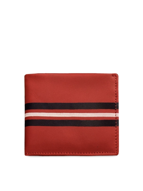 

ABYS Unisex Tan Brown Striped Leather Two Fold Wallet
