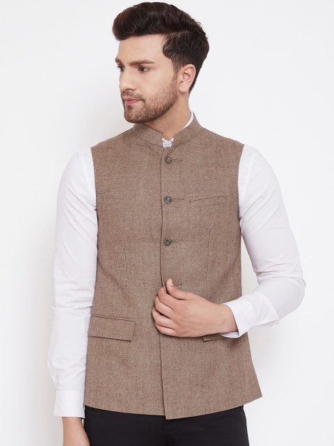 

Spirit Men Brown Solid Nehru Jacket