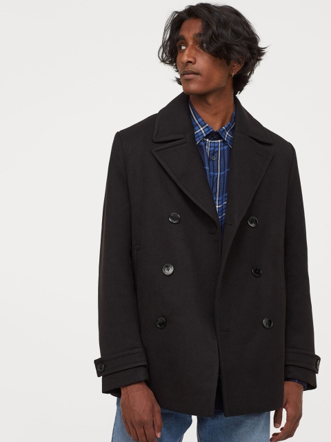 

H&M Men Black Pea Coat