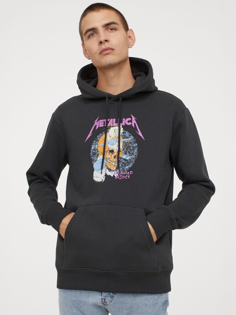 

H&M Black Printed Hoodie