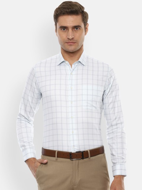 

Van Heusen Men White & Blue Slim Fit Checked Formal Shirt