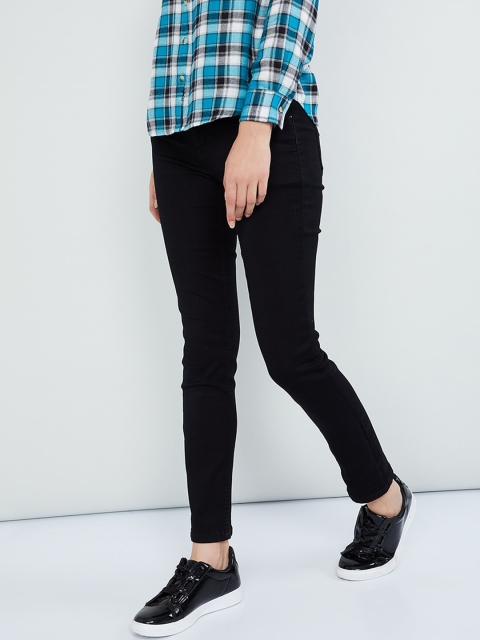 

max Women Black Slim Fit Mid-Rise Clean Look Stretchable Jeans