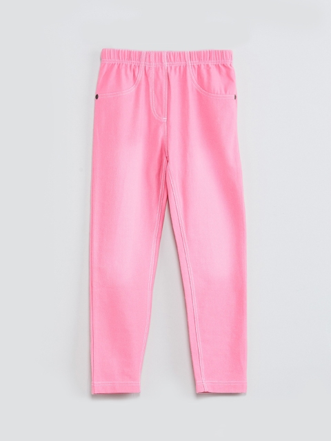 

max Girls Pink Solid Jeggings