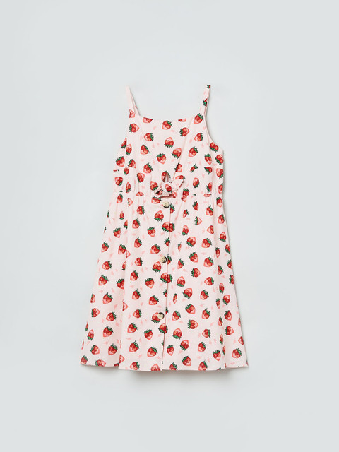 

max Girls Pink & Red Printed Shoulder Strap A-Line Dress