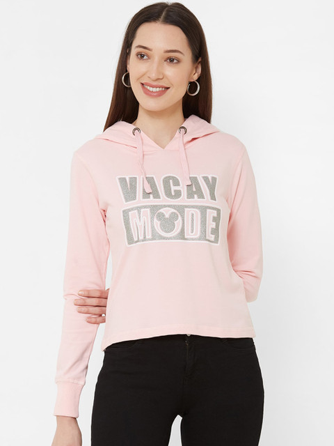 

Kraus Jeans Women Pink & Silver-Coloured Printed Hooded Sweatshirt
