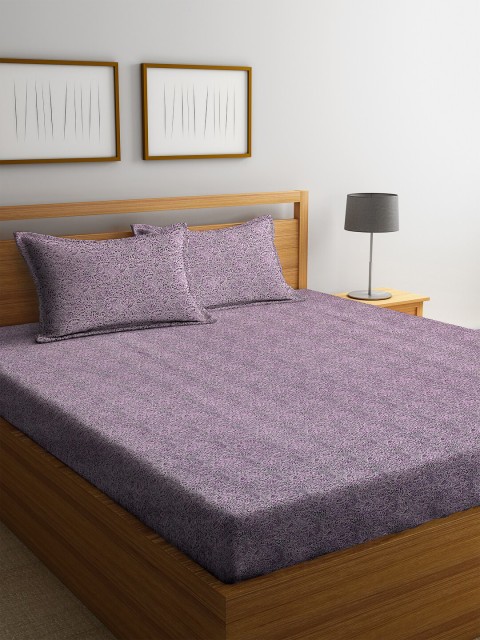 

Trident Purple Abstract 144 TC Cotton 1 Queen Bedsheet with 2 Pillow Covers