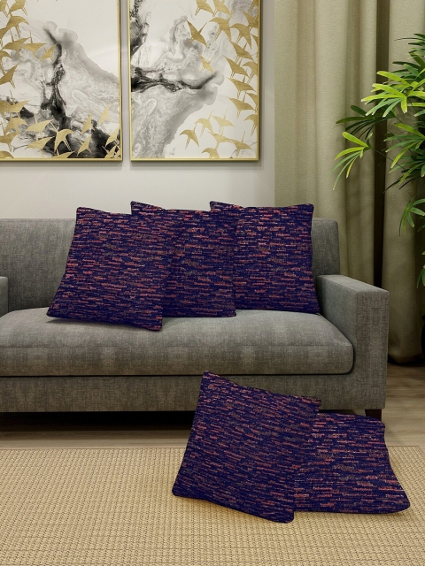 

KLOTTHE Multicoloured Set of 5 Self Design Square Cushion Covers, Multi