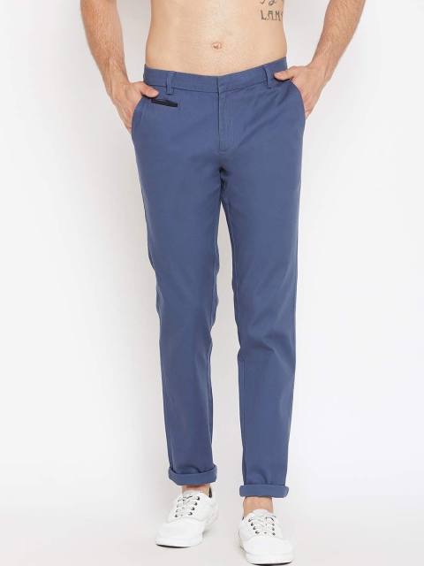 

CAMLA Men Blue Slim Fit Solid Regular Trousers