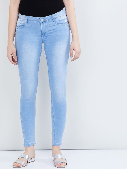 

max Women Blue Skinny Fit Mid-Rise Clean Look Stretchable Jeans