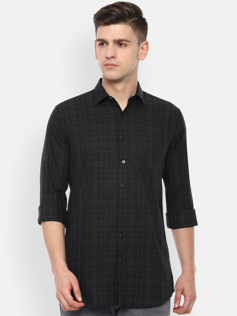 

Van Heusen Men Black Slim Fit Checked Casual Shirt