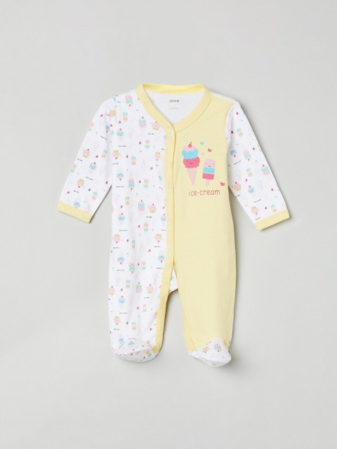 

MAX Girls Yellow Printed Rompers