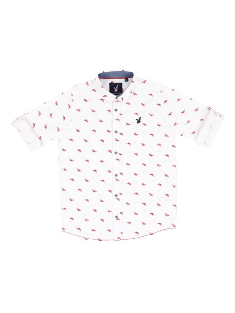 

URBAN SCOTTISH Boys White & Red Regular Fit Printed Casual Shirt
