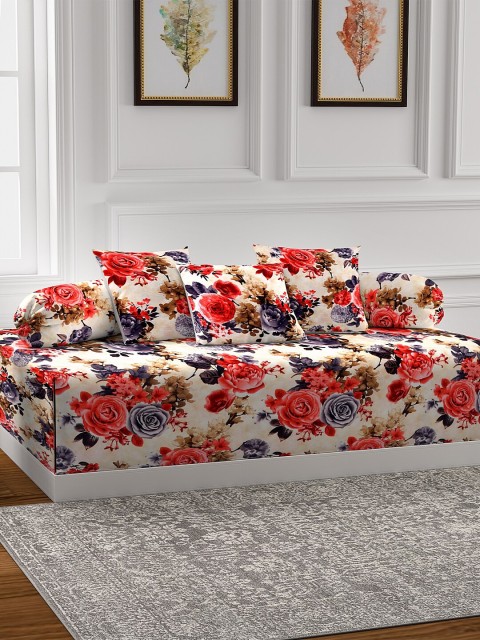

KLOTTHE Set Of 6 Multicoloured Floral Printed Bedsheet With Bolster & Cushion Covers, Multi